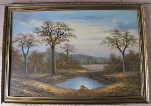 LANDSCAPE - FRAMED OIL PAINTING BY VAN DE MERWE