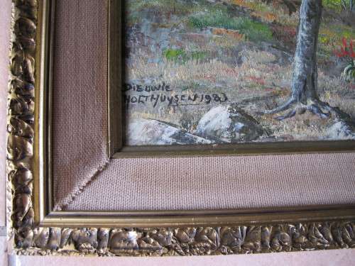 MOUNTAIN LANDSCAPE - FRAMED OIL PAINTING BY DIEUWIE HOLTHUYSEN