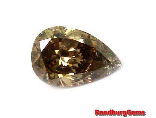 BEAUTIFUL FANCY INTENSE BROWN .46 ct SI2 PEAR SHAPED DIAMOND STARTING AT R1 !!!