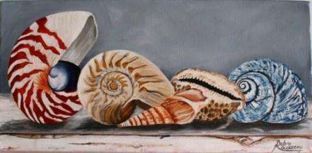 DEBRA ROUSSEAU  "Shell Shelf " original oil direct from artist