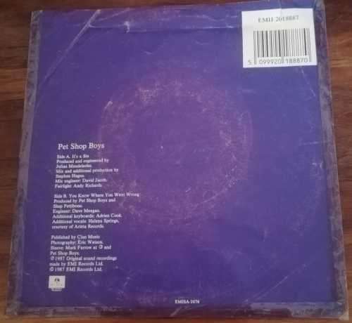PET SHOP BOYS - IT`S A SIN 45RPM RECORD