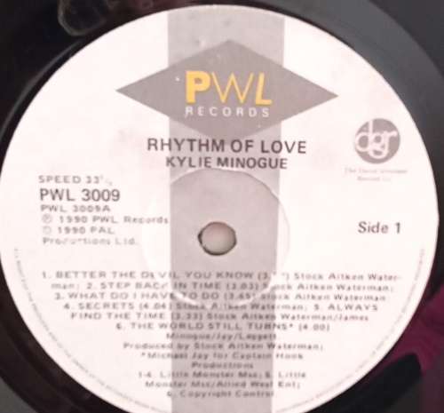 KYLIE - RYTH OF LOVE LP VINYL RECORD