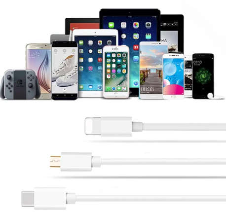 Treqa CA-820 Data & Charging Cable 3 in 1 Lightning Pin, V8 And Type C 2A -3-in-1 USB charging cable