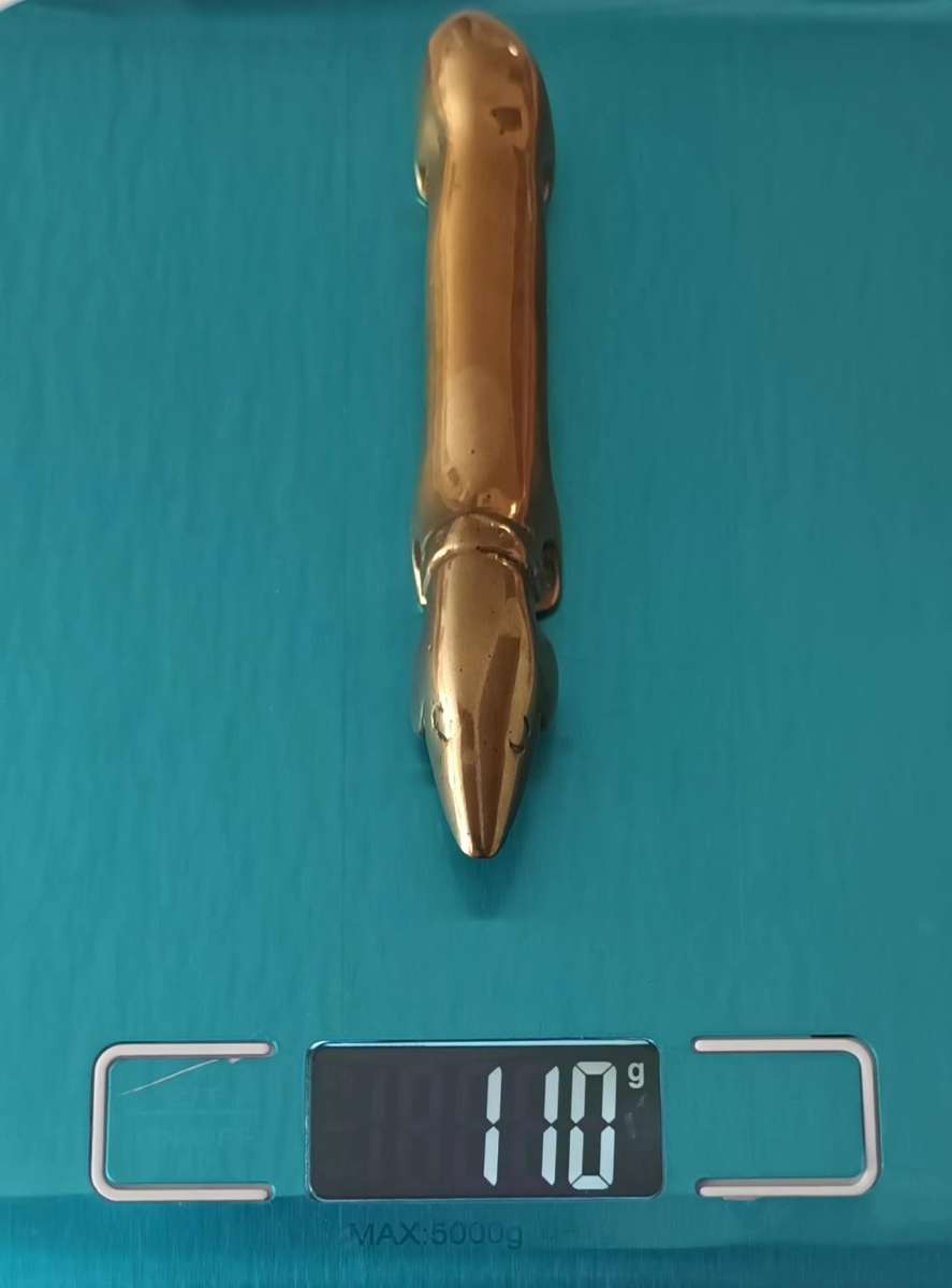 Brass. Dachshund. Length 10.5cm. Height 2cm.