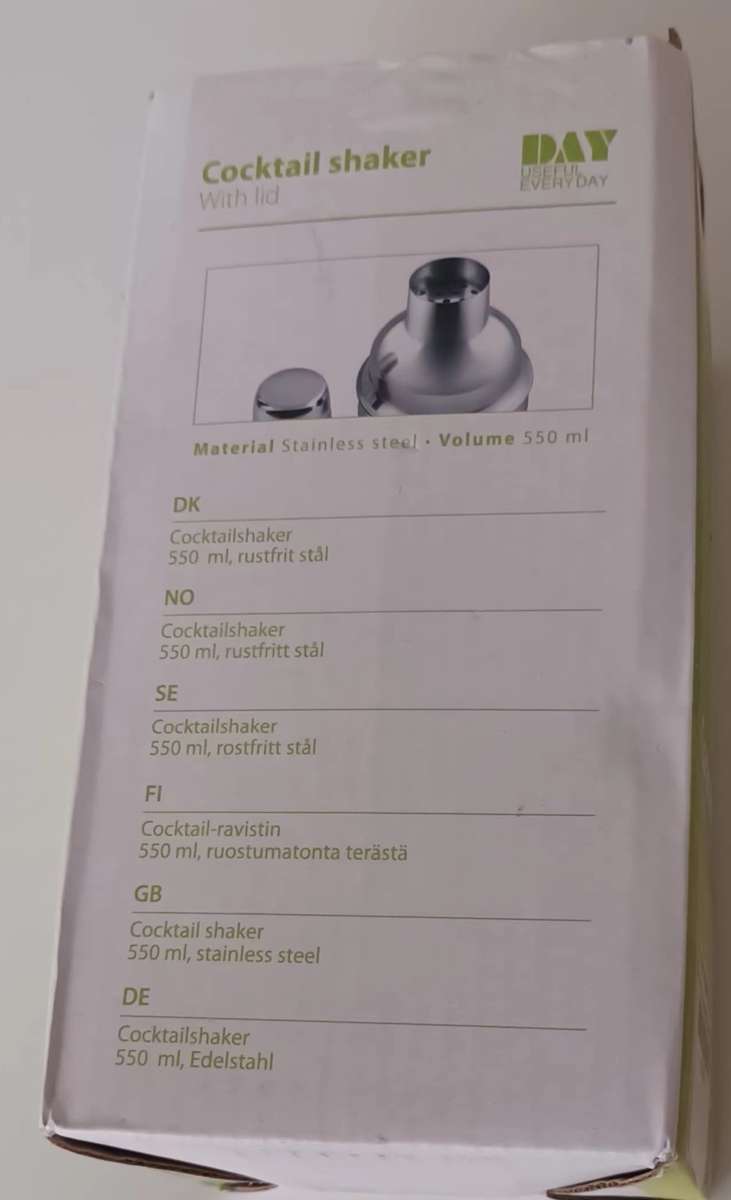 Stainless Steel Cocktail Shaker. 550ml. New.