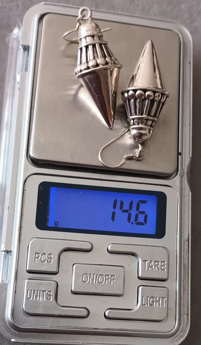 Retro Solid Heavy Sterling Silver Earrings.14.6g. 45x20mm.