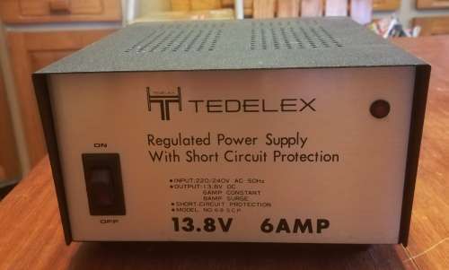 Tedelex Regulated Power Supply. 13.8V/6 Amp. Like New. Never used. With short circuit protection.