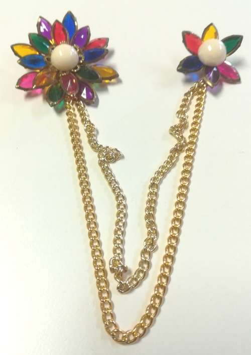 Vintage Cardigan Sweater Brooches with chains.