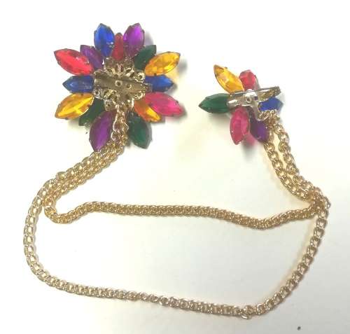 Vintage Cardigan Sweater Brooches with chains.