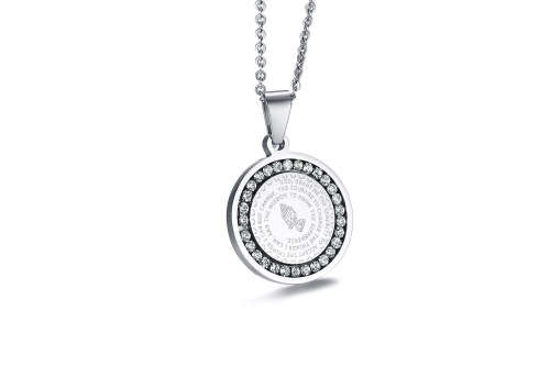 Zirconia engraved pendant & necklace
