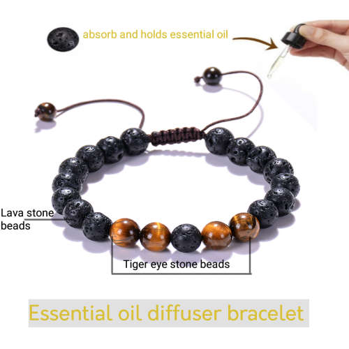 Lava and Tiger eye stone beads bracelet