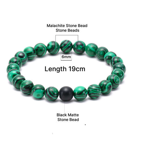 Malachite and black stone beads bracelet