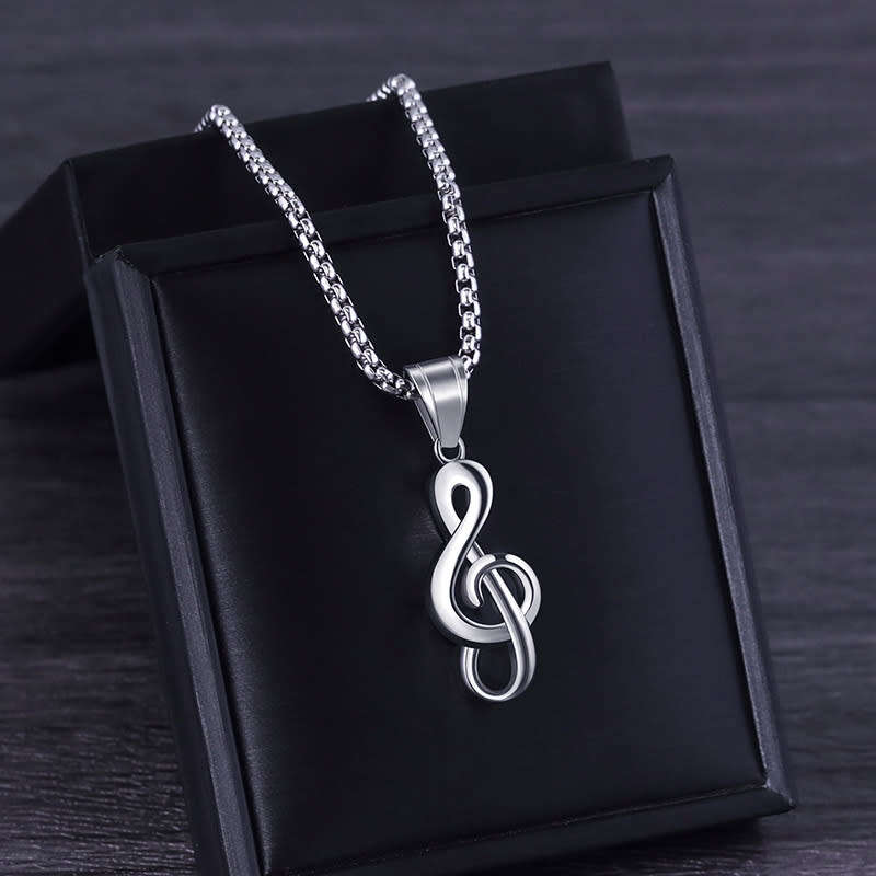 Stainless Steel Music Symbol  Pendant & Necklace