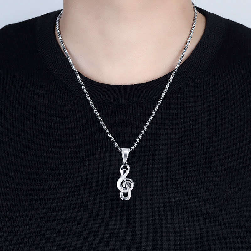 Stainless Steel Music Symbol  Pendant & Necklace