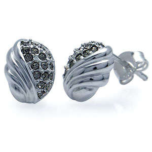 BLACK DIAMOND CRYSTAL (SWAROVSKI) STERLING SILVER STUD EARRINGS