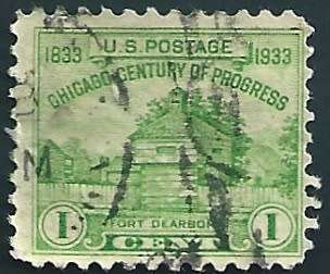 USA 1933 1c  RESTORATION OF FORT DEARBORN
