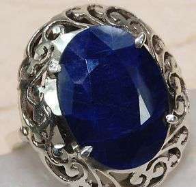 Real Sapphire & 925 Solid Sterling Silver Ring Size 6.75