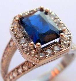Sapphire and topaz set in 925 SOLID STERLING SILVER  size 7