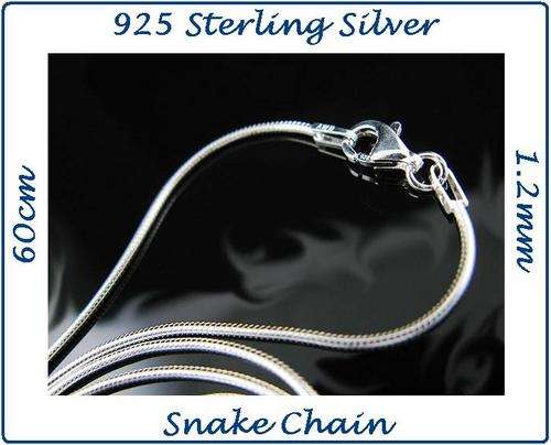 STUNNING 1.2mm Thick 925 STERLING SILVER SNAKE Chain - 60cm Long - Weight: 6g - 3 Available