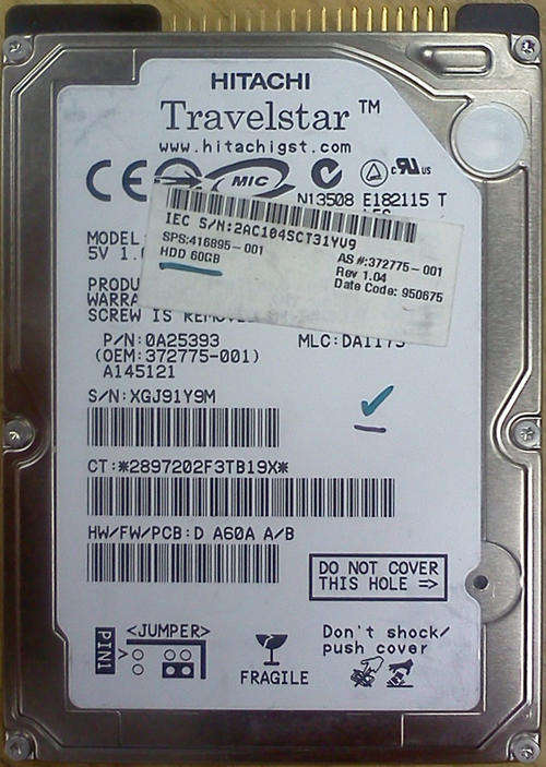 Hitachi 2.5" 60GB IDE Laptop Hard drive