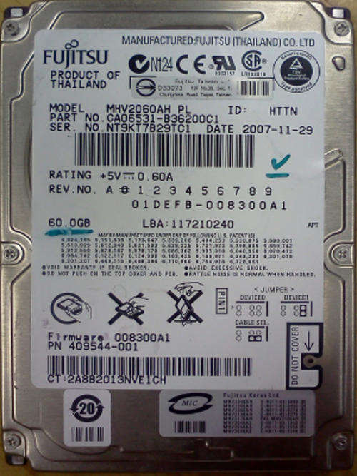 Fujitsu 2.5" 60GB IDE Laptop Hard drive