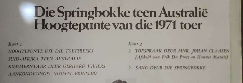 Lp / Vinyl Die Springbokke Teen Australie, Hoogtepunte van die 1971 Toer