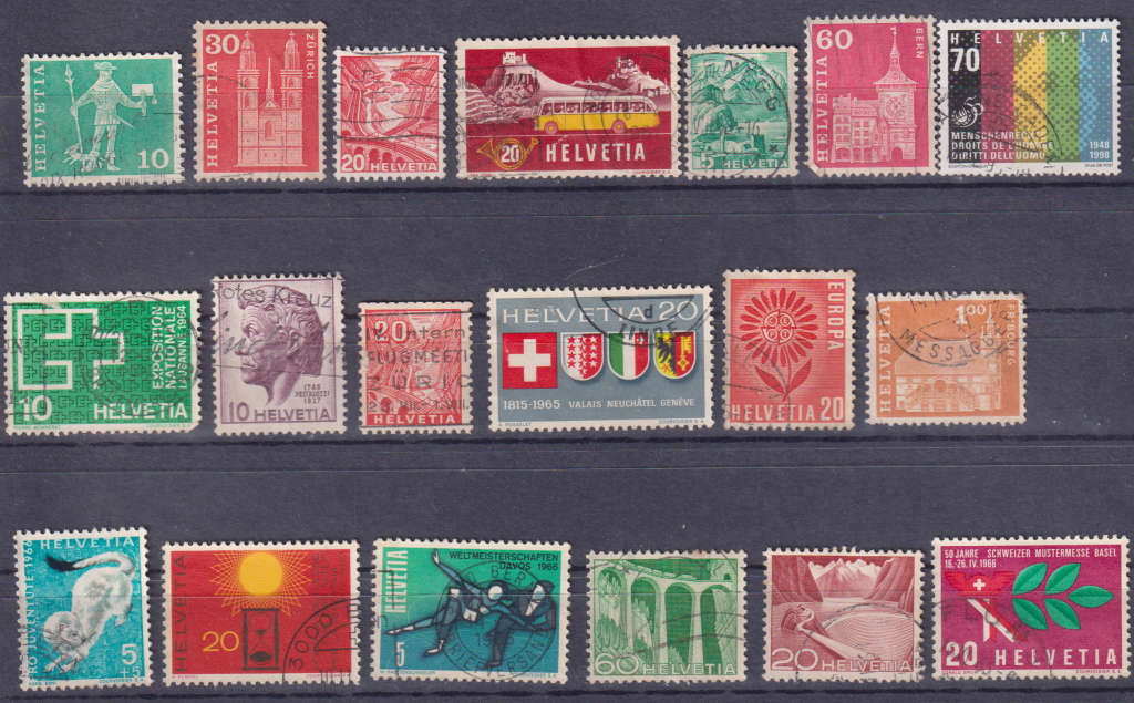 Stamps Switzerland mixed card