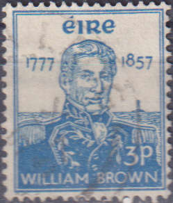 Stamp Ireland 1957 The 100th Anniversary of the Death of Admiral William Brown