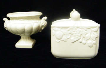 Beautiful White vase and napkin holder in white and raised design - damage free!