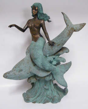 Naval Themed Composite Ornament (40cm tall, 1.7kg) Mermaid, Dolphin and Waves