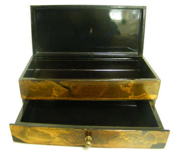 Jewelery Box with hinged lid and drawer - Lacquer Ware - Excellent Condition!