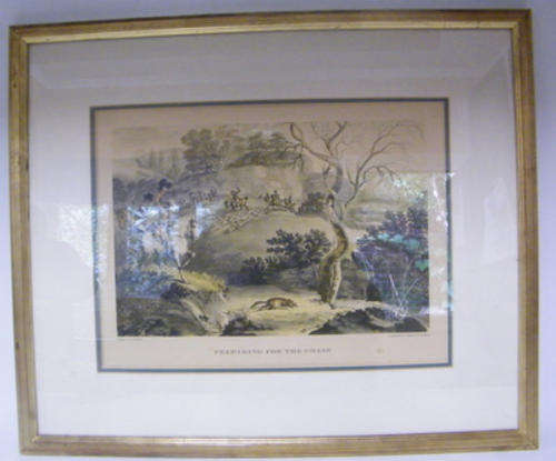 'Preparing for the Chase' Hunting Print - Quality Framed behind Glass