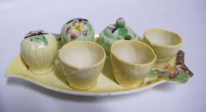 Carlton Ware - Assembled Cruet Set and Egg Cups on a Tray