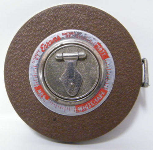 Vintage TAPE MEASURE "EVANS" WHITE- TAPE,50FT,ELIZABETH N.J.MONTREAL QUE.