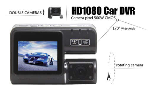 HD 1080P 2.0" Dual Lens Dashboard Dash Car Separate Rear Camera Vehicle DVR