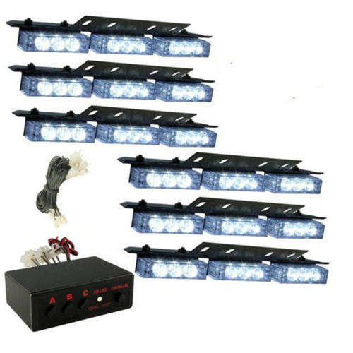 54 LED White Car Strobe Lights kit on Dash or Grill