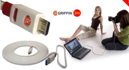 3 meter GRIFFIN Premium Flat USB Cable for Iphone /Samsung