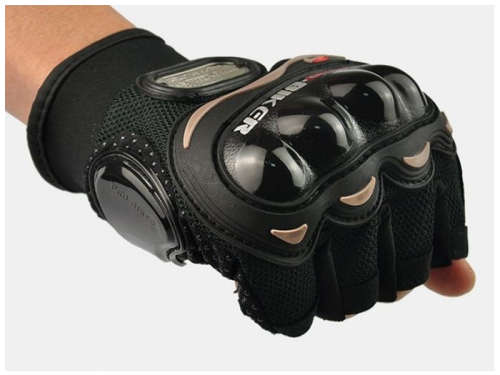 Pro-biker Motorcycle Cycling OutdoorSport Half Cut Black Gloves ~ XL