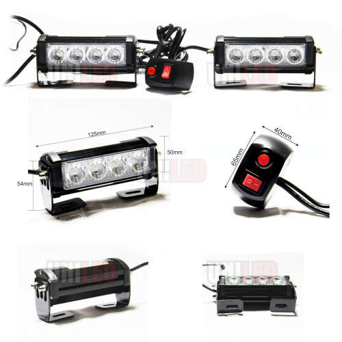 Green Switchback Bumper Federal Signal Light Strobe 4 Led Lightbar Set for Car SUV Truck