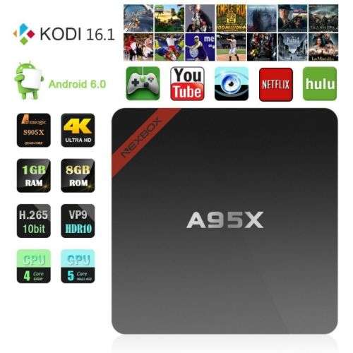 NEXBOX A95X-B7N Smart TV Box 4K S905X Quad core 1GB + 8GB 2.0GHz WiFi Android