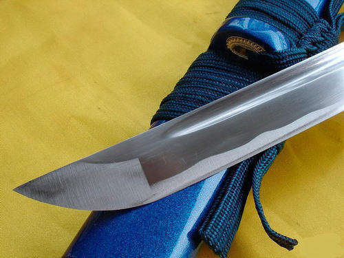 BLUE Warrior SAMURAI KATANA - FULL TANG - BLOOD GROOVE
