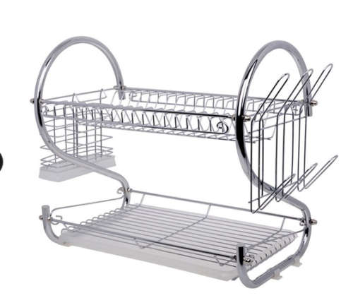 Kitchen Two-Tier Stainless Steel Dish Rack