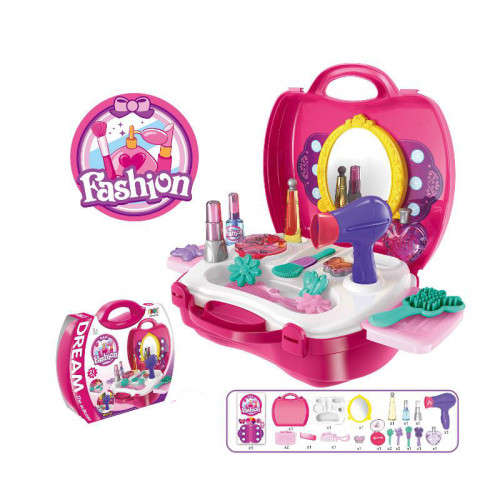 Girl Pretend Play House Makeup Tool Cosmetic Kit Playset Pretend Role Play Classic Simulation Toy Gi