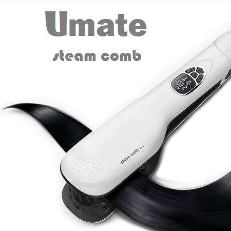 Umate Professional Steam 3D Comb Hair Straightener Brush with LCD Display