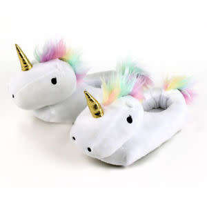 SOFT FLUFFY COMFY WHITE/PINK UNICORN SLIPPERS