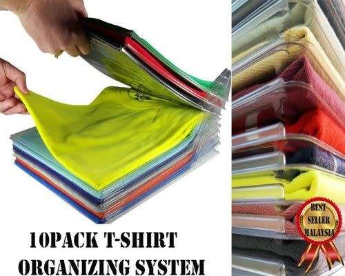 EZSTAX 10 PACK T-Shirts Divider Shelf Organizer