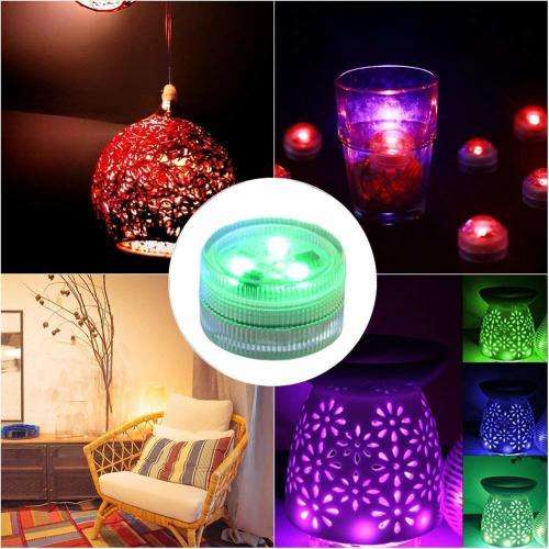10PC Underwater LED Tea Lights, Submersible RGB Multicolor Waterproof DECOR lights