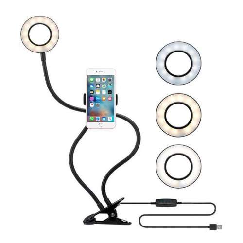 Selfie Ring Light with Cell Phone Holder and table clamp