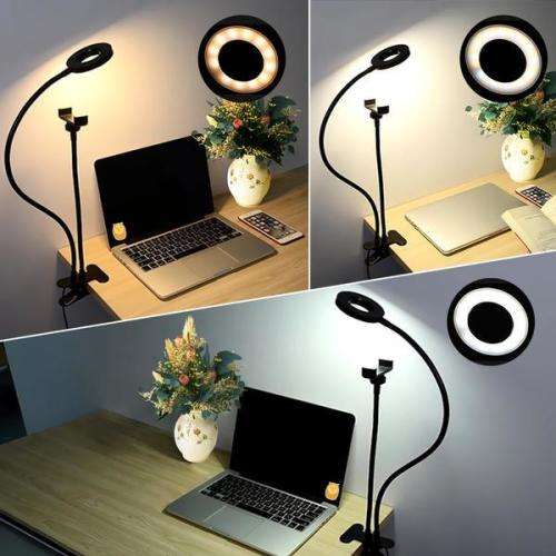 Selfie Ring Light with Cell Phone Holder and table clamp