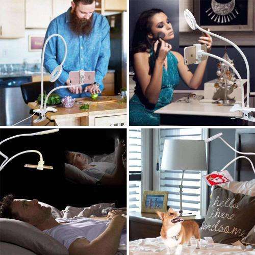 Selfie Ring Light with Cell Phone Holder and table clamp